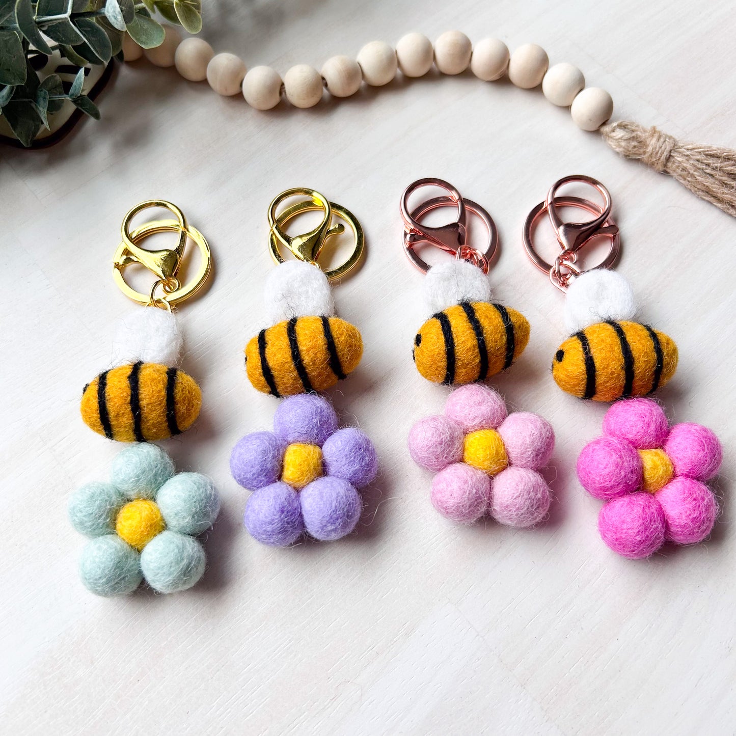 Floral Bee Keychain