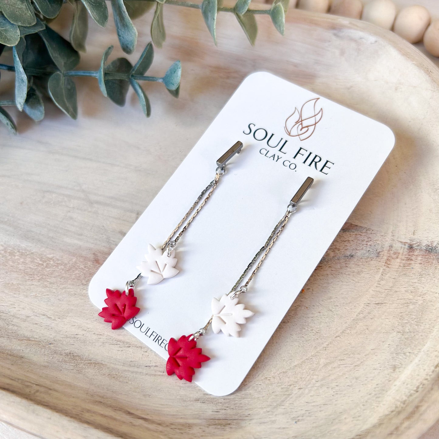 Canada day - maple leaf chains - statement Earrings