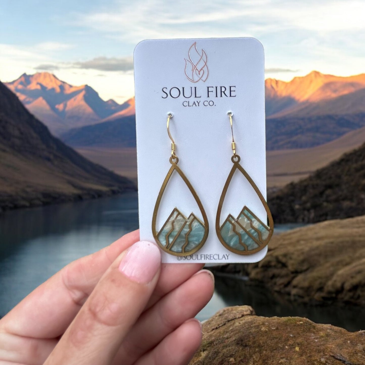 Mountainscape - Marbled Clay - Statement Earrings