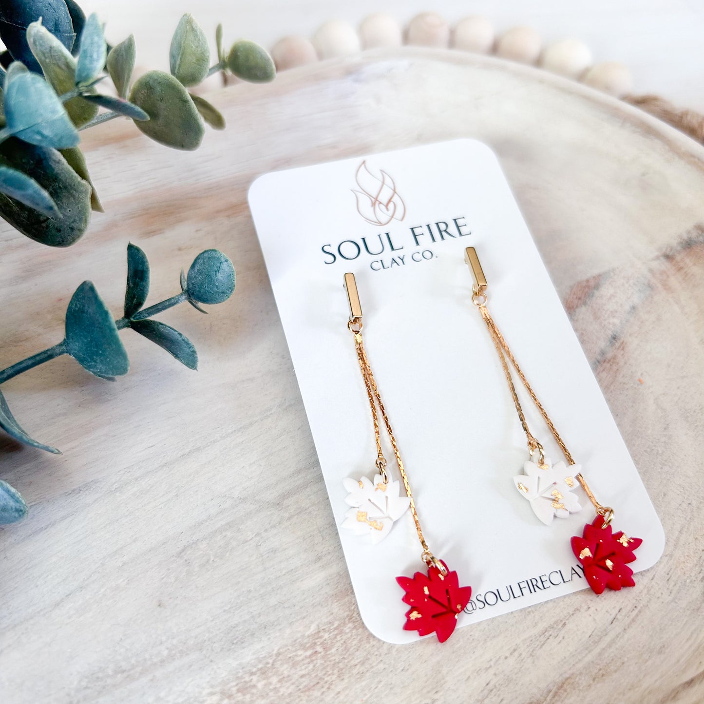 Canada day - maple leaf chains - statement Earrings