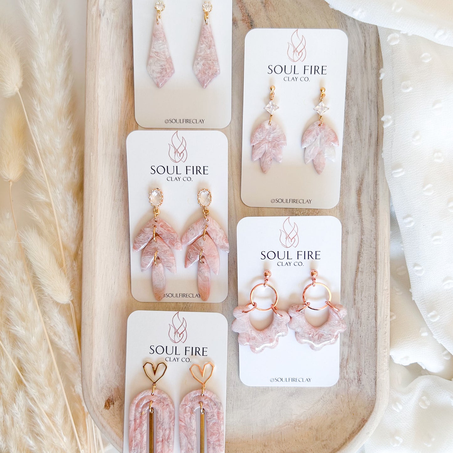 Soft Pink Marble Statement Earrings