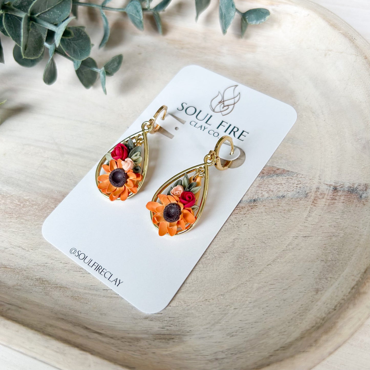 Sunflower Fall Floral - Statement Earrings