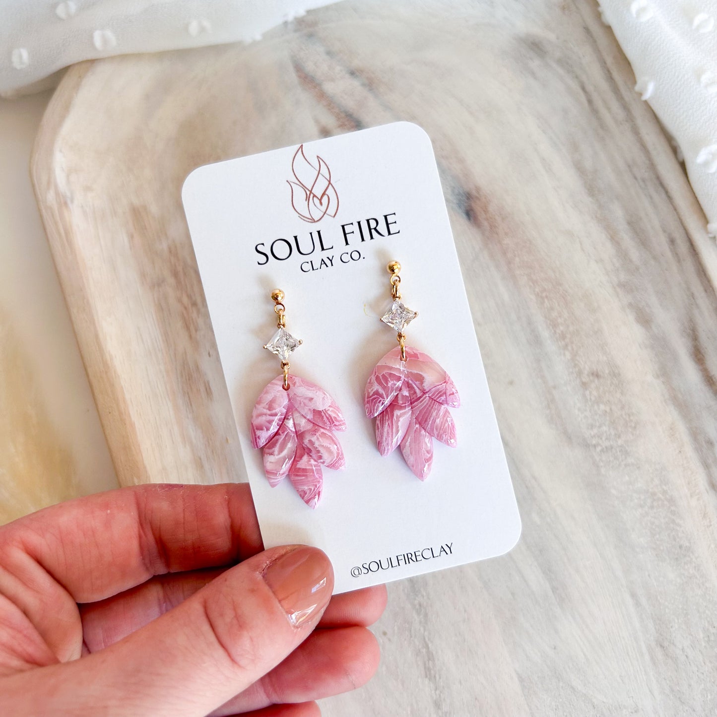 Pretty Pink Marble Statement Earrings