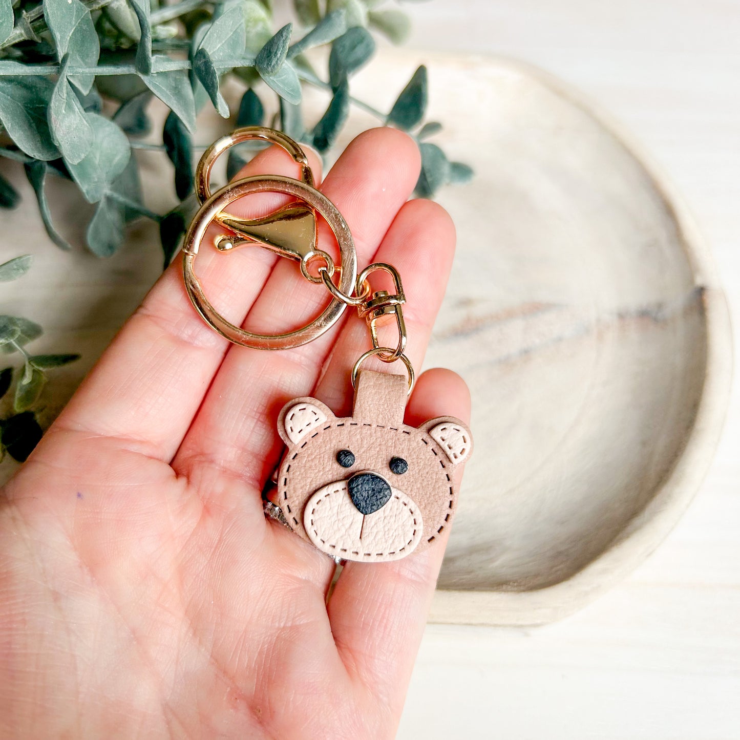 Bear, Fox & Raccoon - Leather Textured Polymer Clay Keychain