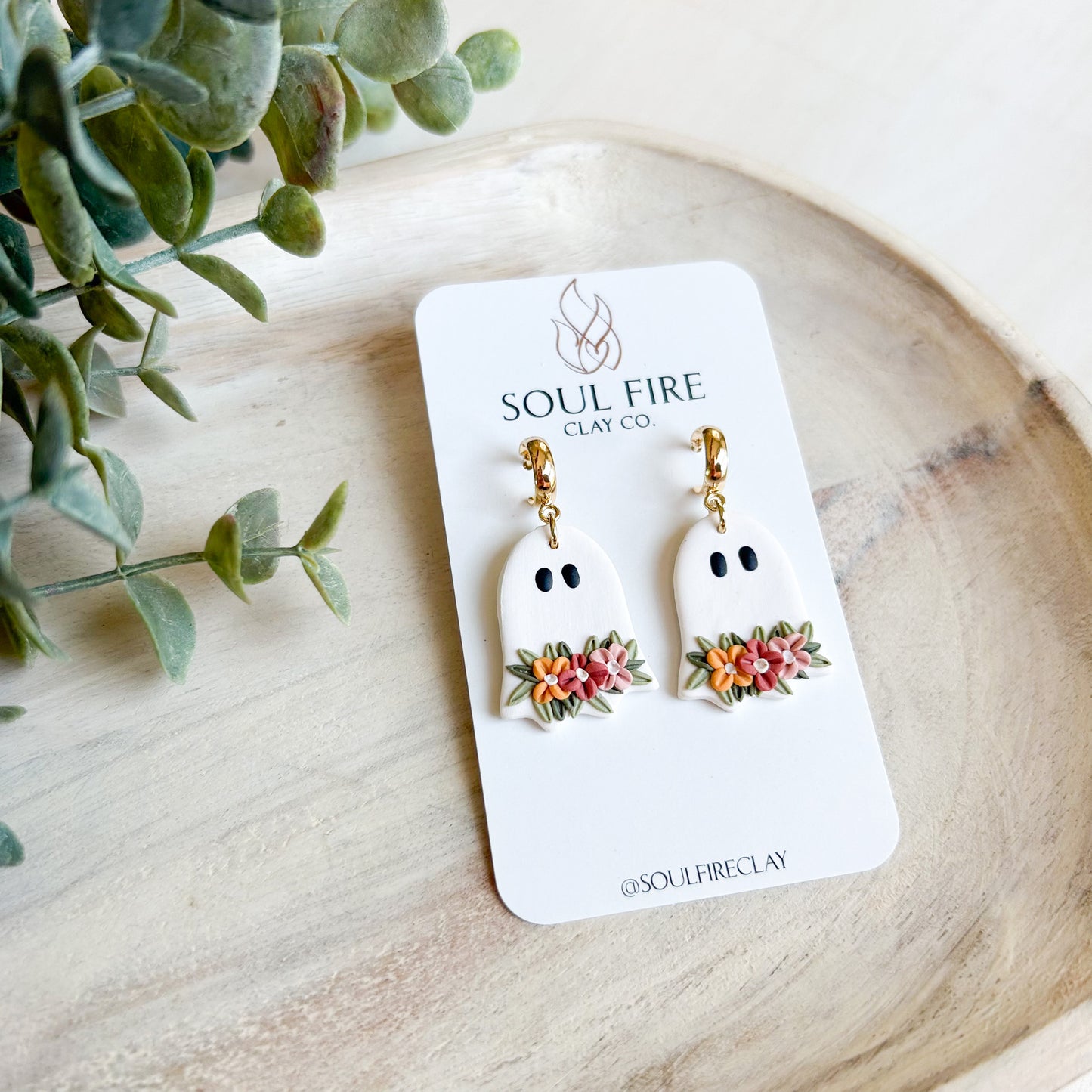 Boho Floral Ghosts - Halloween Statement Earrings