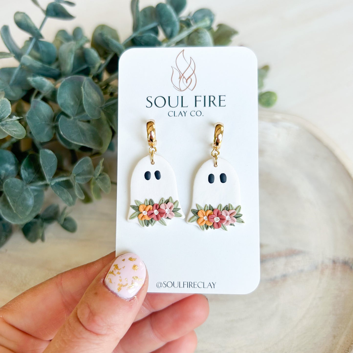 Boho Floral Ghosts - Halloween Statement Earrings