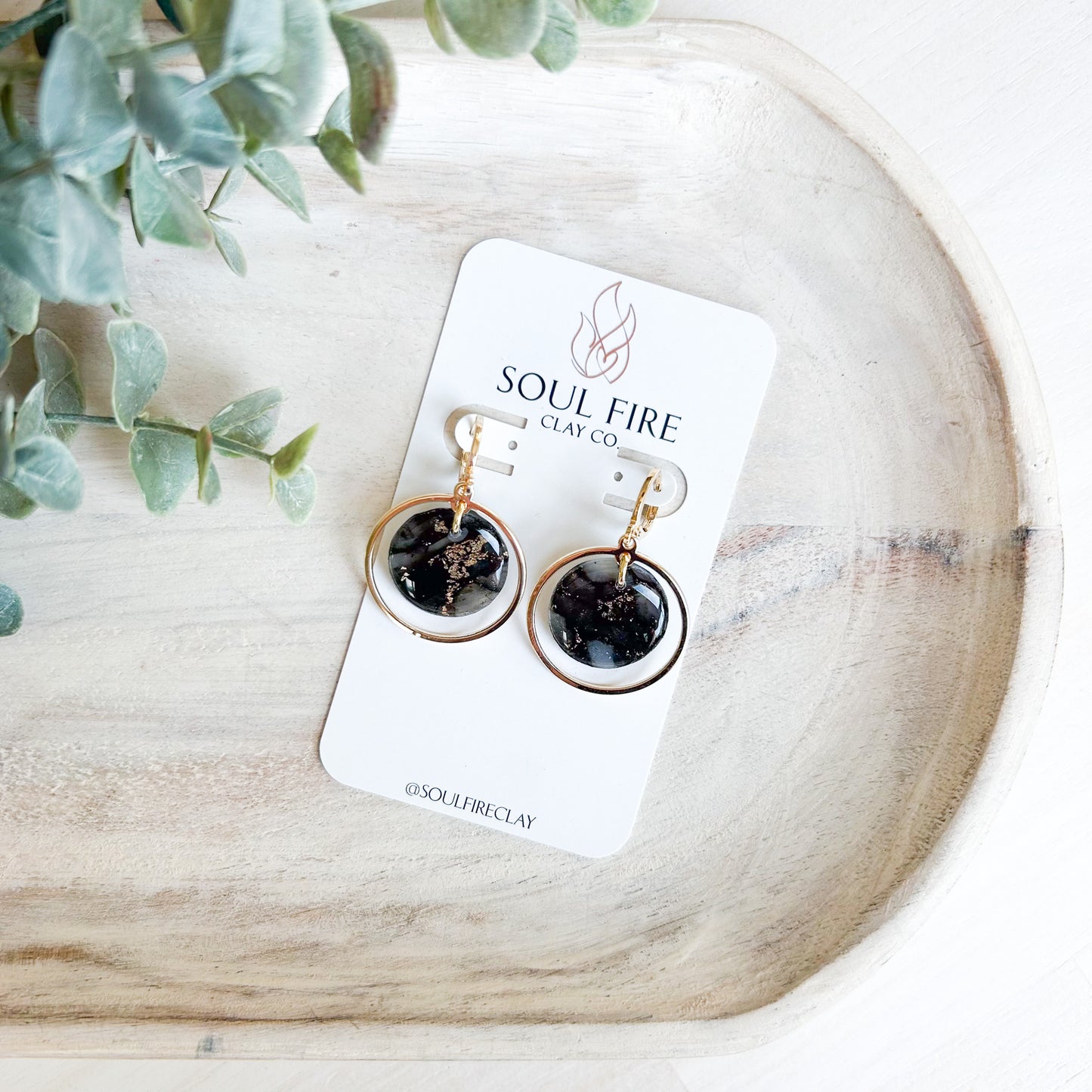 Black & Gold Marble - Fall Statement Earrings