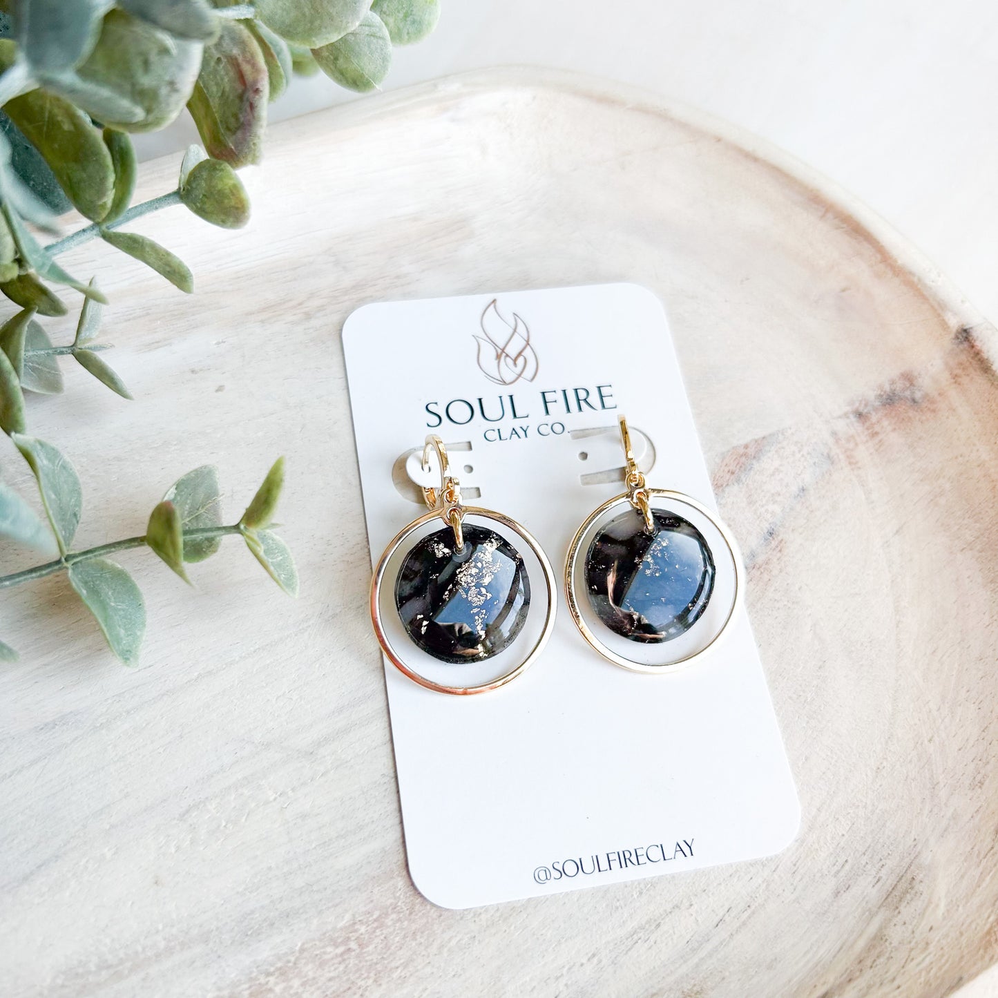 Black & Gold Marble - Fall Statement Earrings