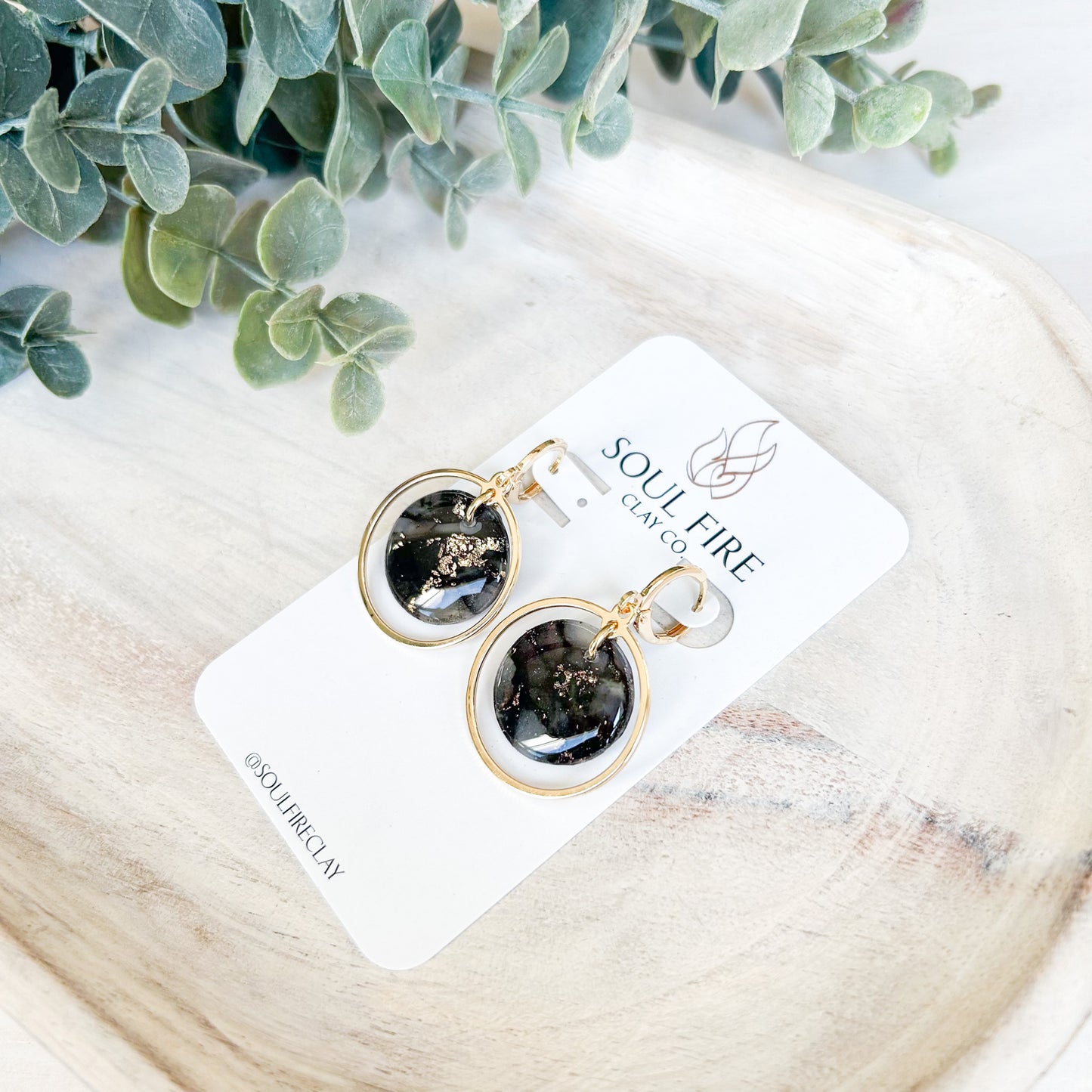 Black & Gold Marble - Fall Statement Earrings