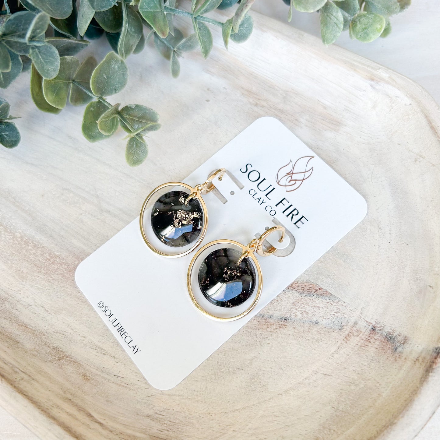 Black & Gold Marble - Fall Statement Earrings