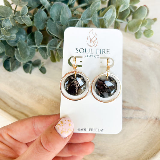 Black & Gold Marble - Fall Statement Earrings