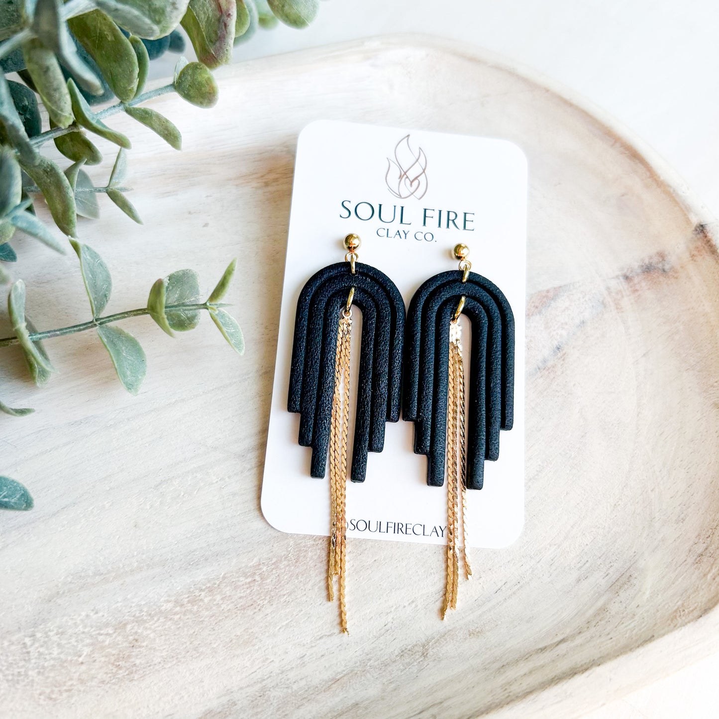 Black Arch & Tassle - Fall Statement Earrings