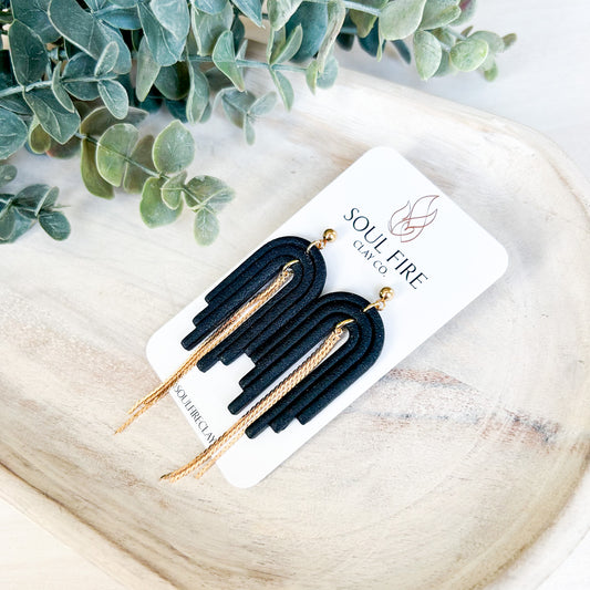 Black Arch & Tassle - Fall Statement Earrings