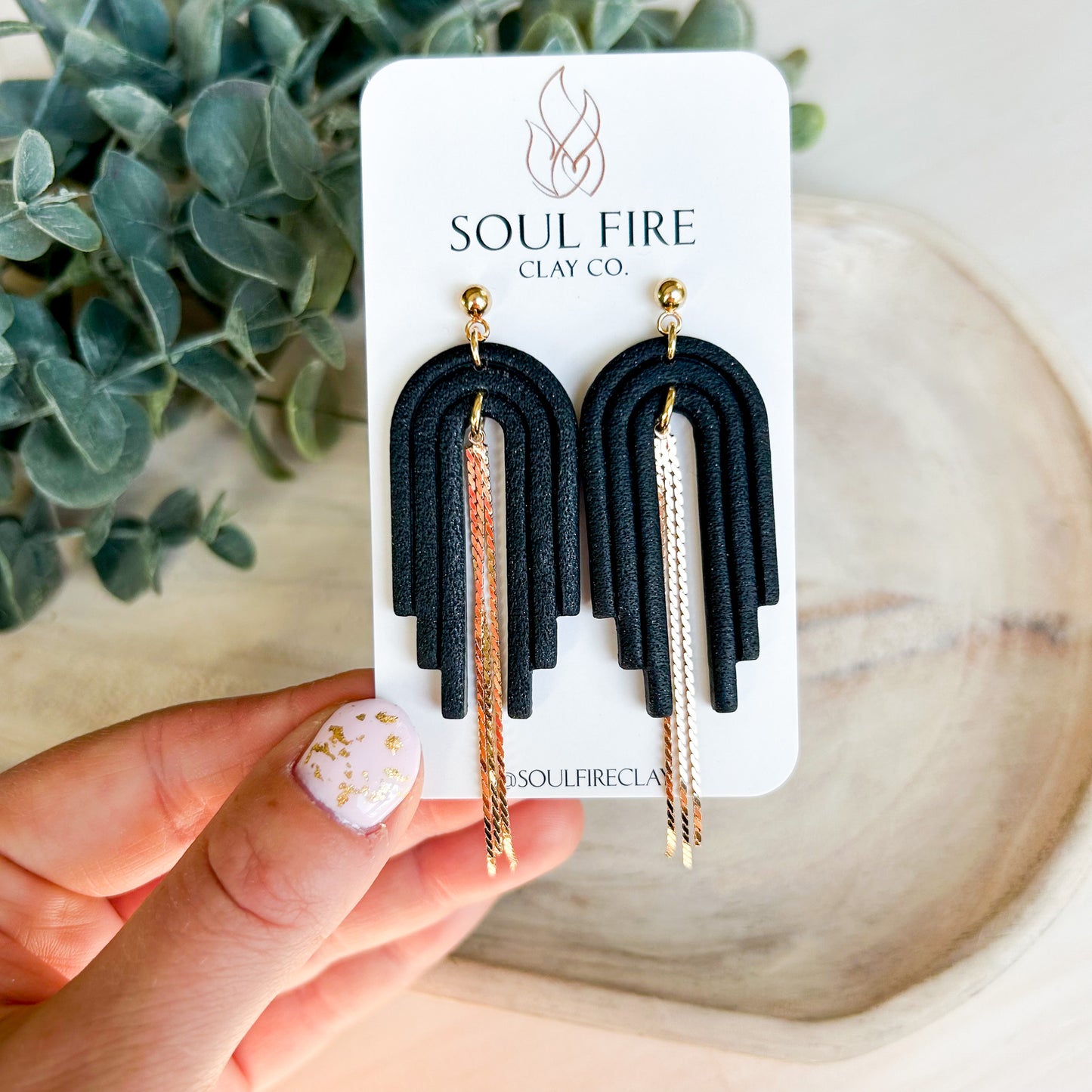 Black Arch & Tassle - Fall Statement Earrings