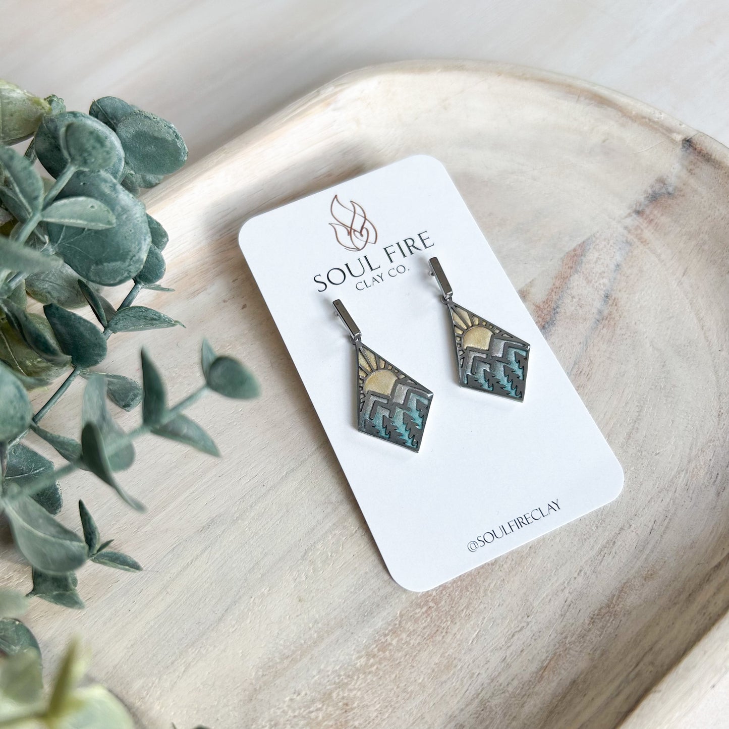 Mountain Peaks Sunrise - Fall Statement Earrings