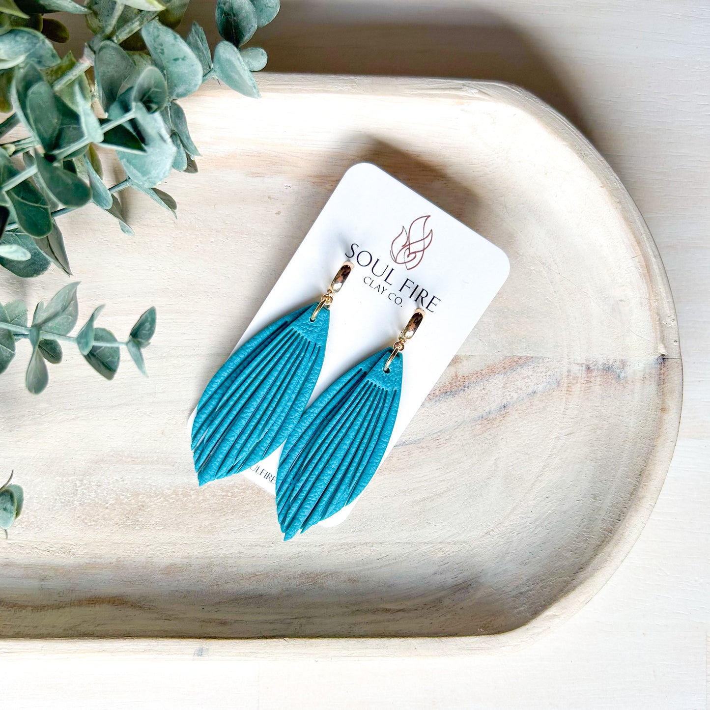 Faux Leather Clay Statement Earrings