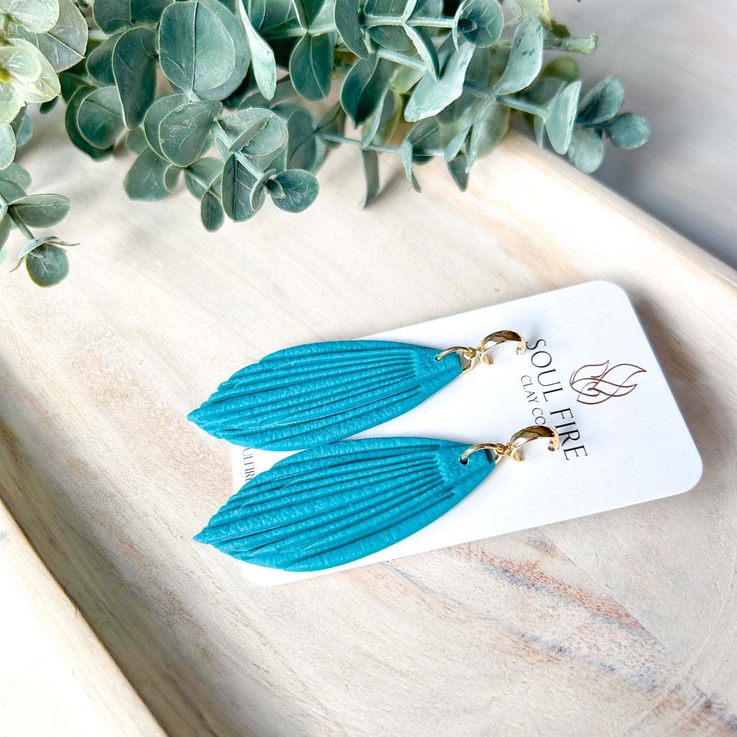 Faux Leather Clay Statement Earrings