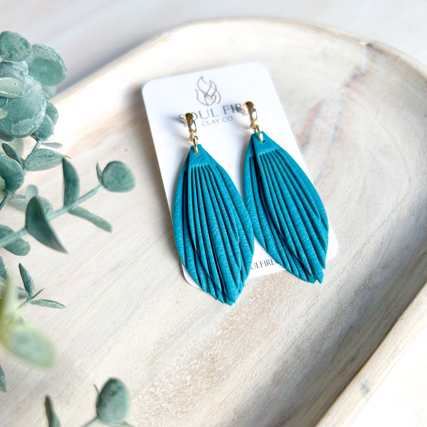 Faux Leather Clay Statement Earrings