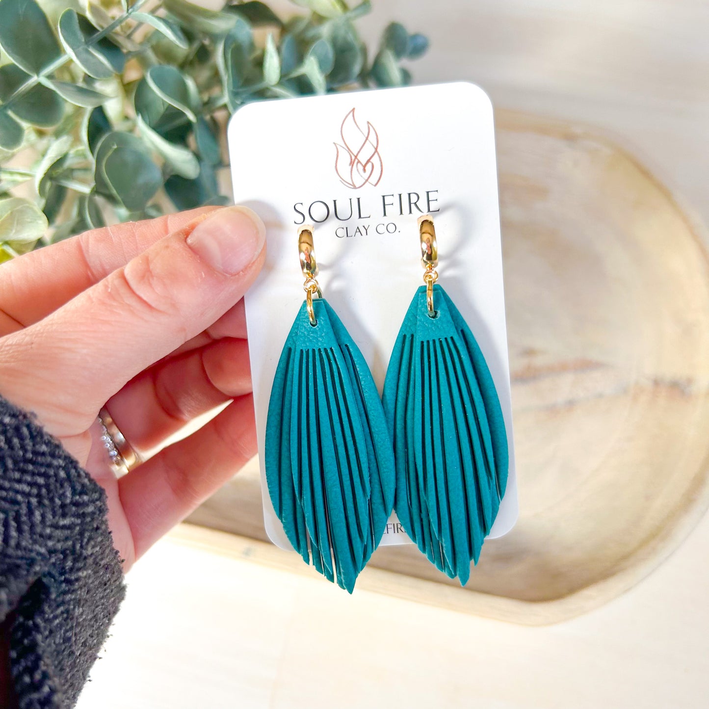 Faux Leather Clay Statement Earrings