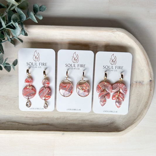 Pink & Purple Marbled - Fall Statement Earrings