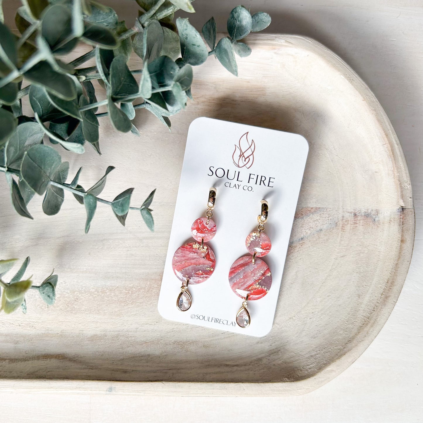 Pink & Purple Marbled Circle Drop - Fall Statement Earrings