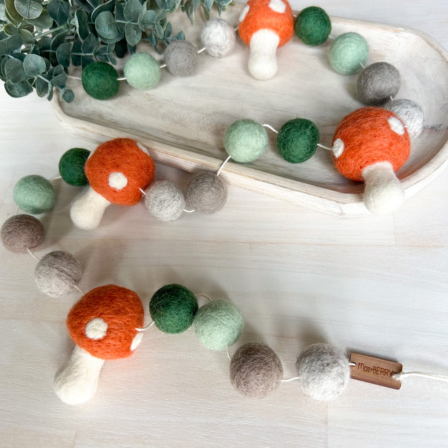 Paprika Mushroom - Rust Toadstool - Fall Felt Garland