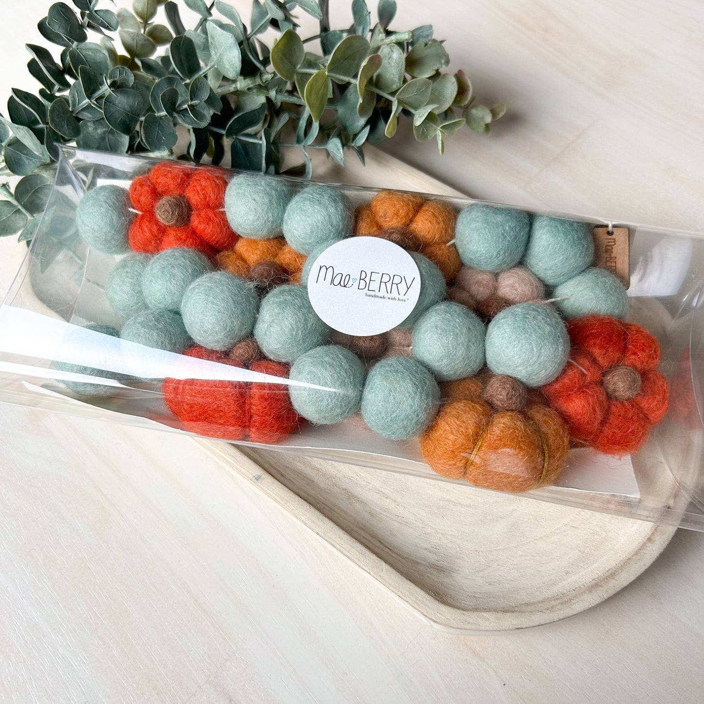 Rustic Mint Pumpkin Harvest - Fall Halloween Felt Garland