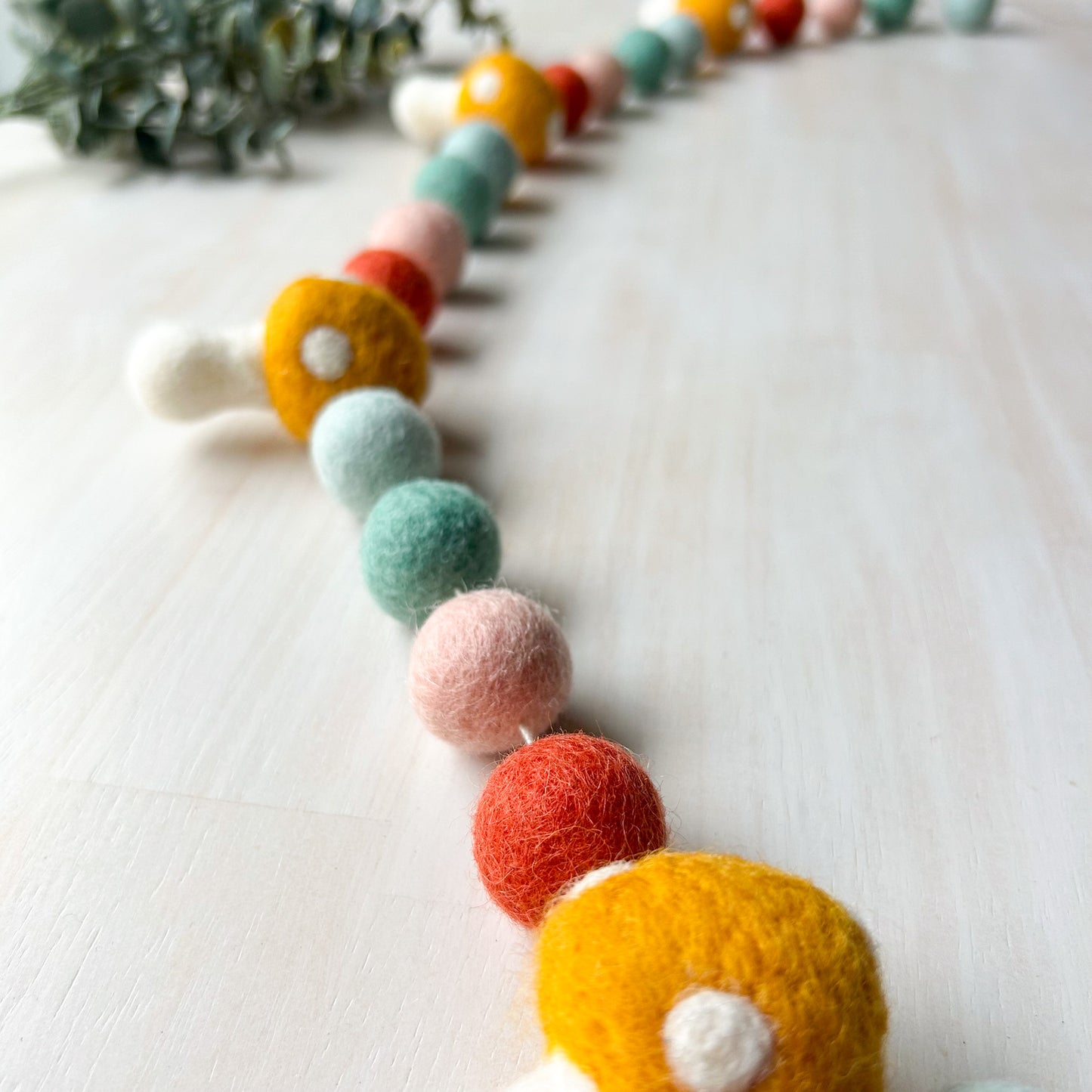 Yellow Mushroom - Boho Mustard Toadstool - Fall Halloween Felt Garland