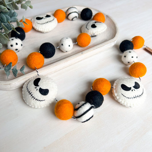 Jack Skellington - Orange & Black - Halloween Felt Garland