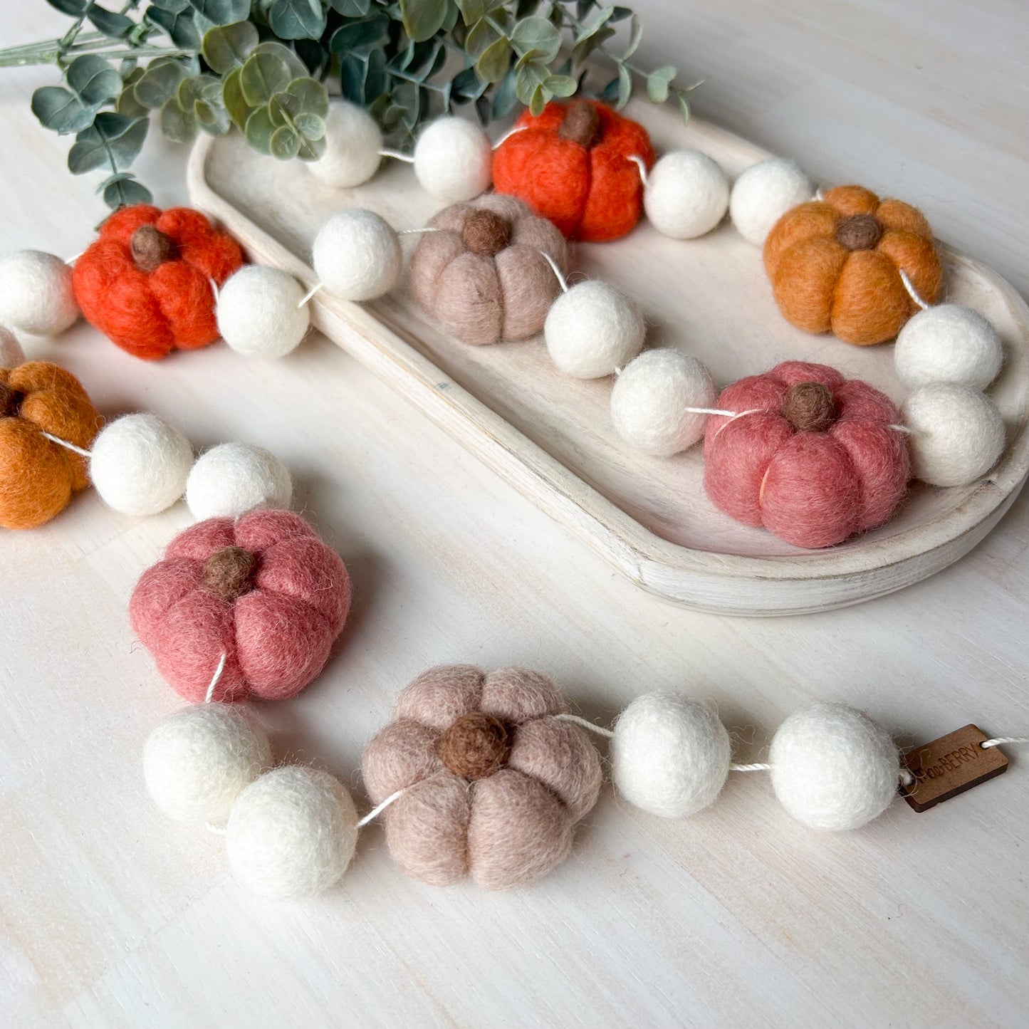 Rustic Ivory Pumpkin Harvest - Fall Halloween Felt Garland