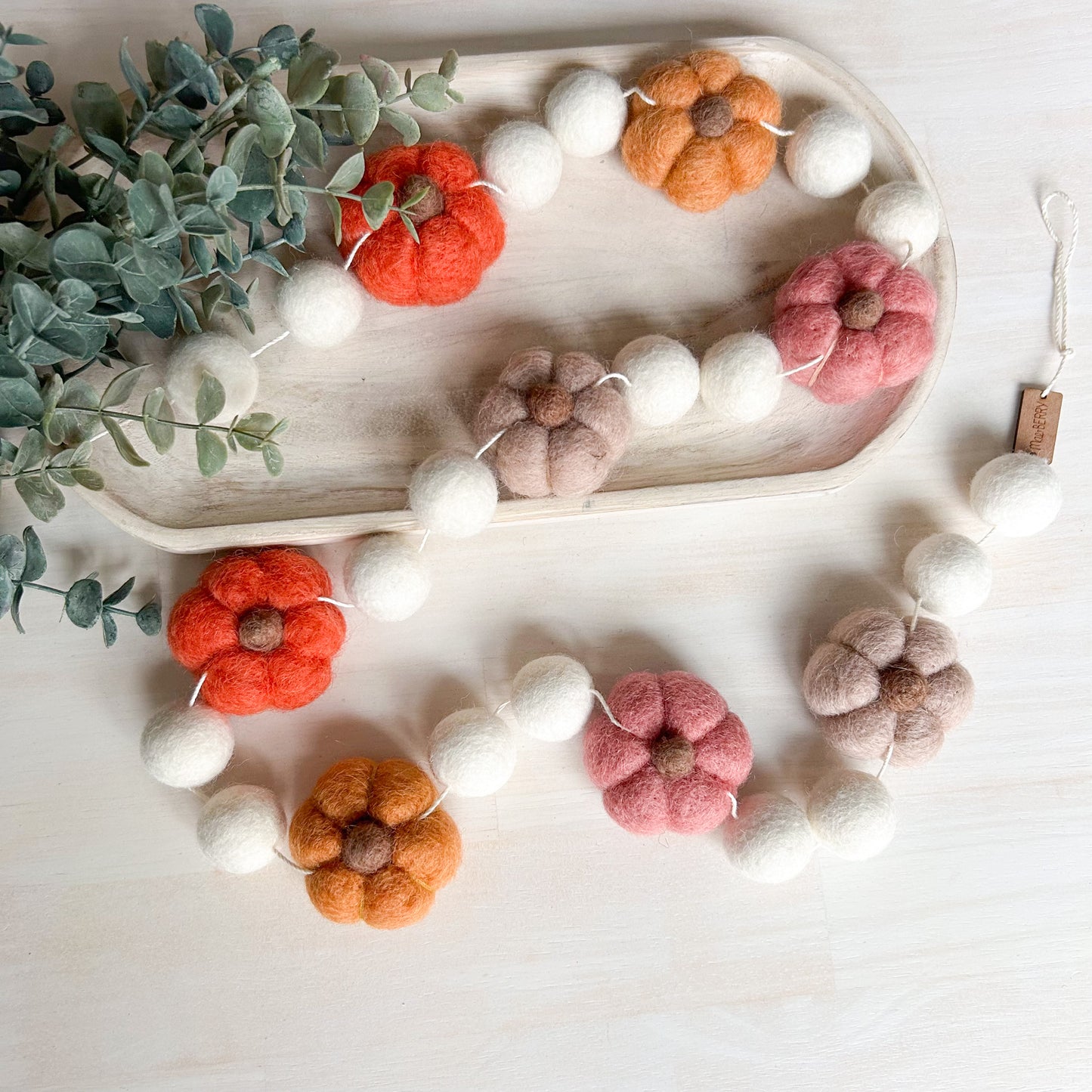 Rustic Ivory Pumpkin Harvest - Fall Halloween Felt Garland