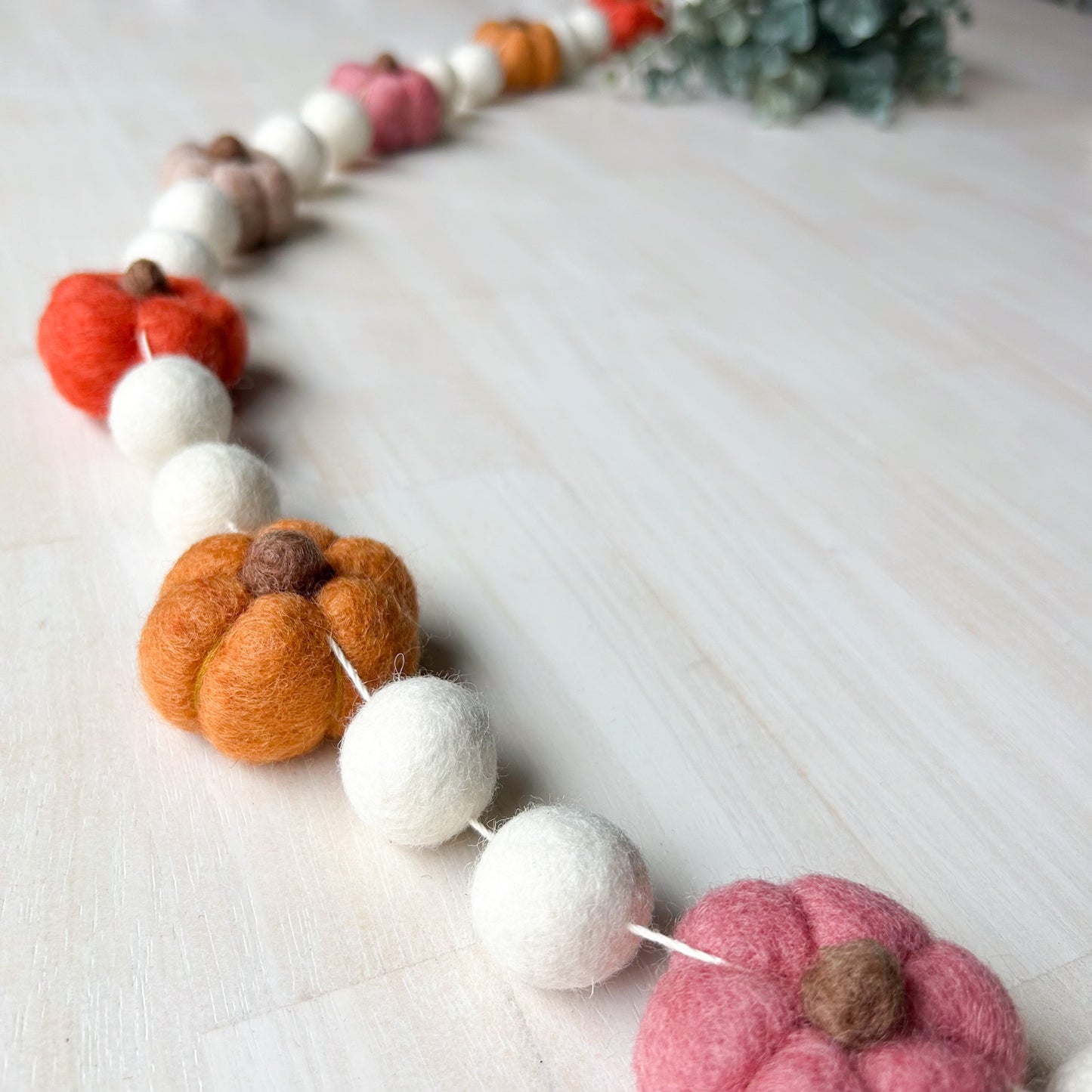 Rustic Ivory Pumpkin Harvest - Fall Halloween Felt Garland