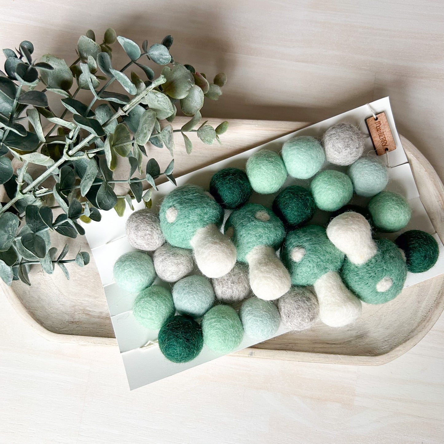 Mint Mushroom - Green Toadstool - Fall Felt Garland