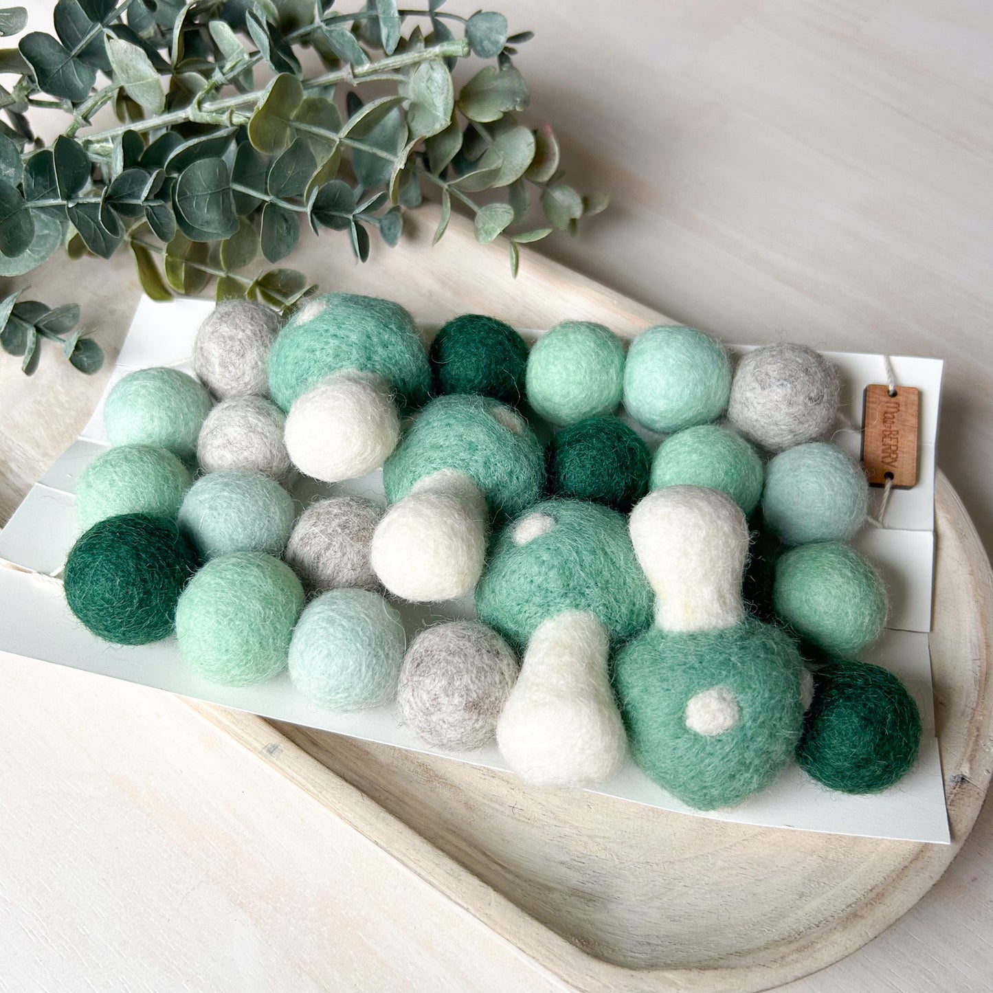 Mint Mushroom - Green Toadstool - Fall Felt Garland