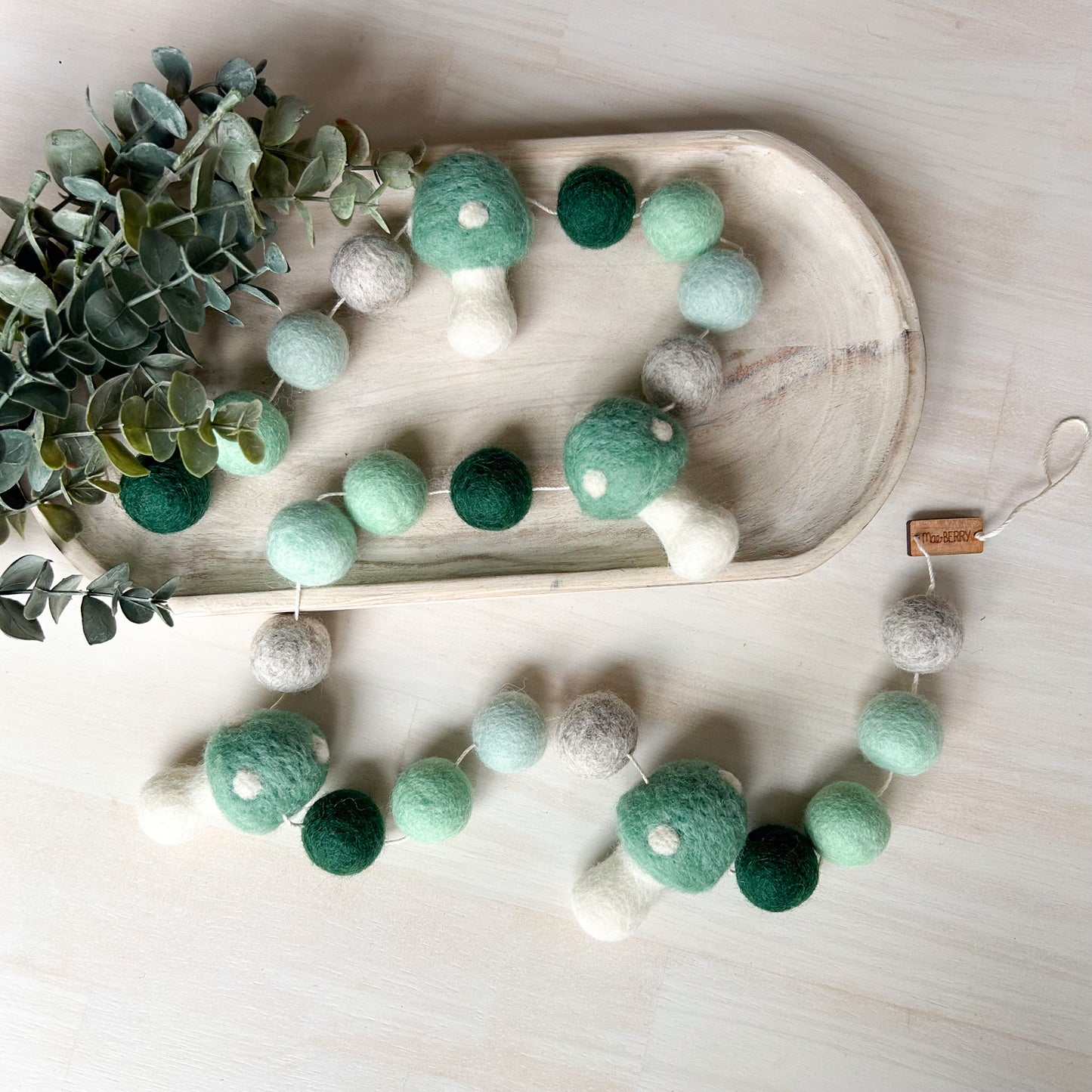 Mint Mushroom - Green Toadstool - Fall Felt Garland