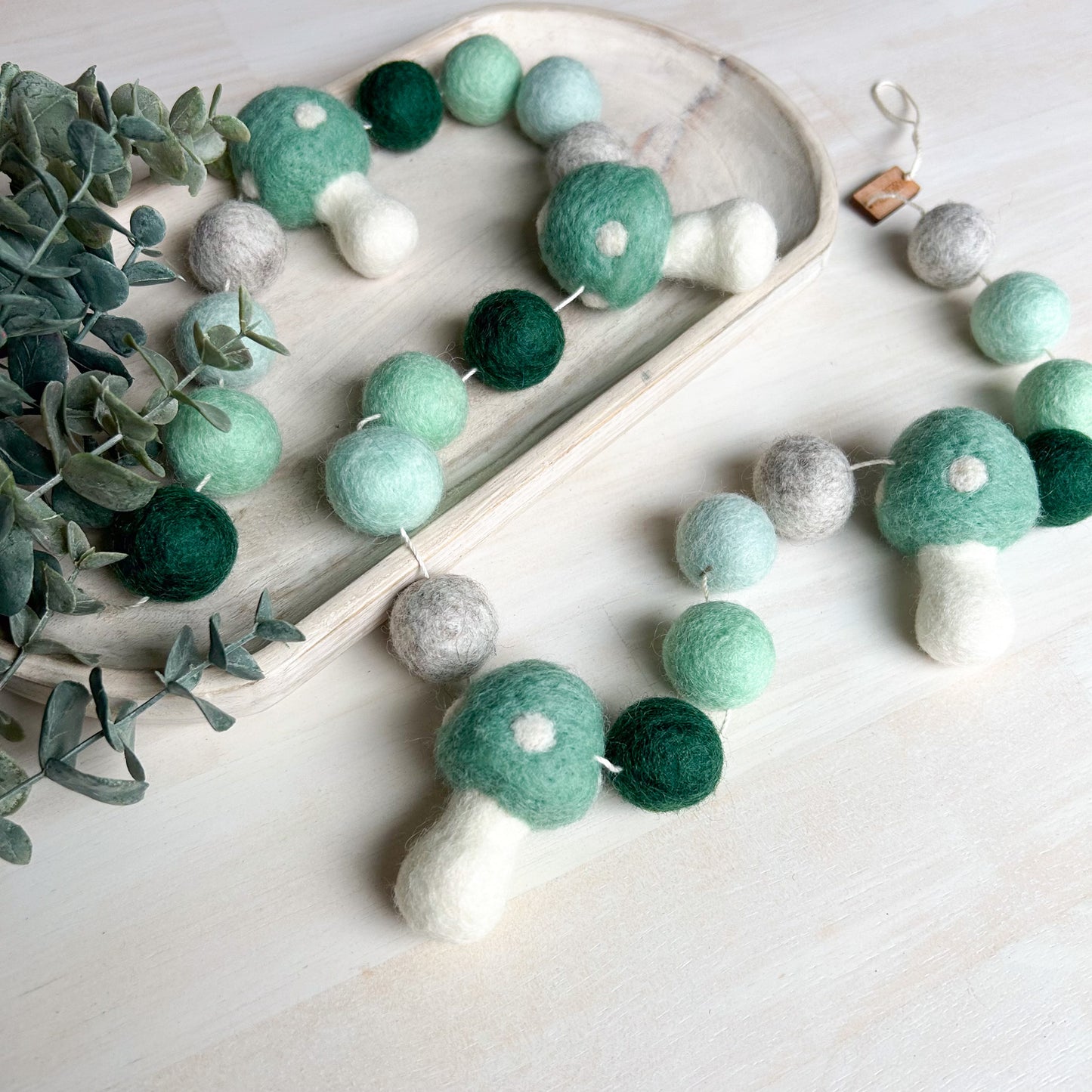 Mint Mushroom - Green Toadstool - Fall Felt Garland