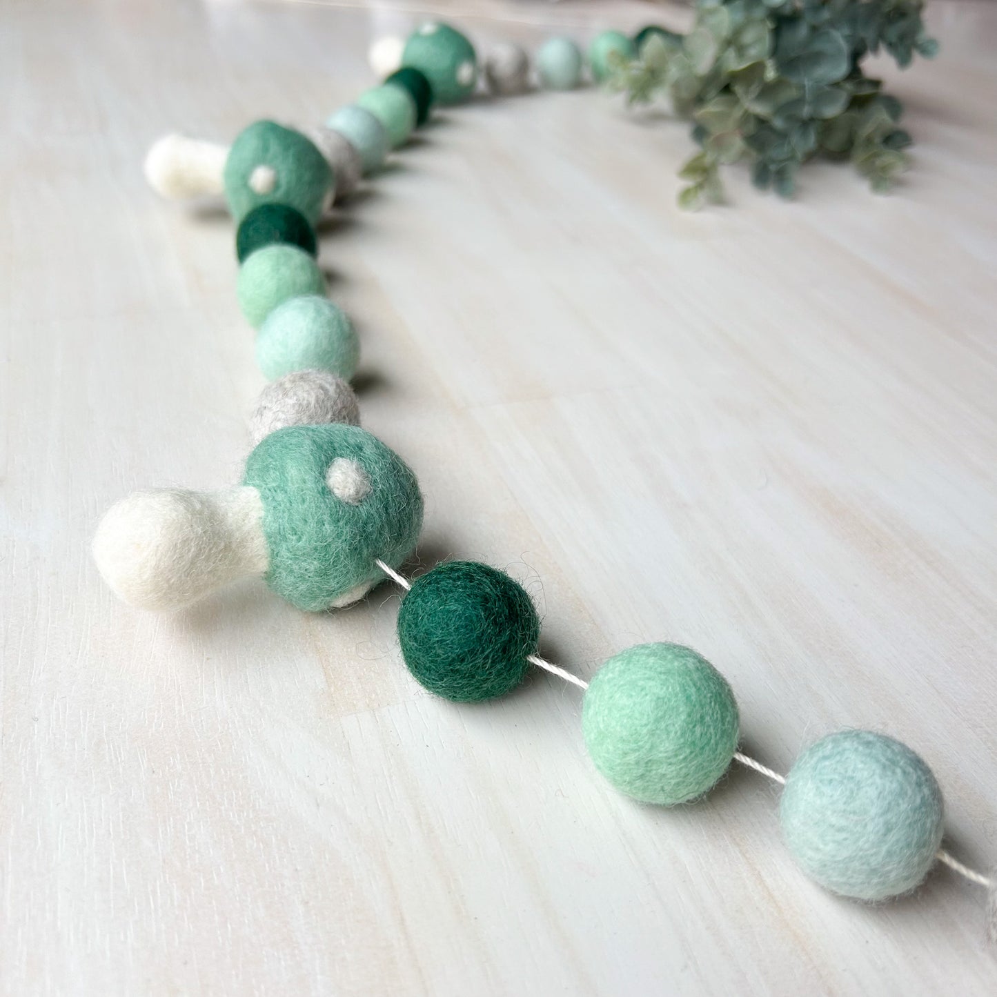 Mint Mushroom - Green Toadstool - Fall Felt Garland