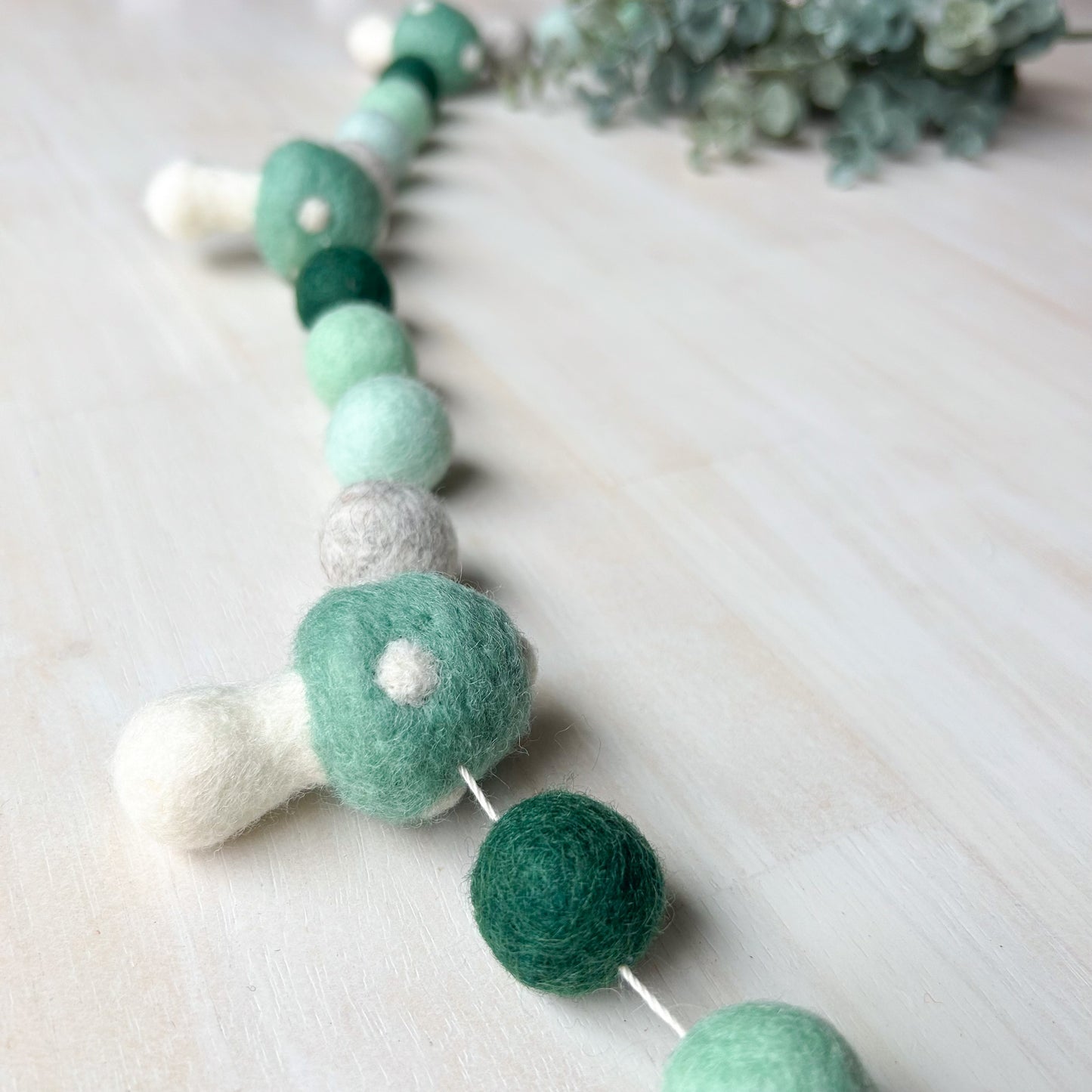 Mint Mushroom - Green Toadstool - Fall Felt Garland