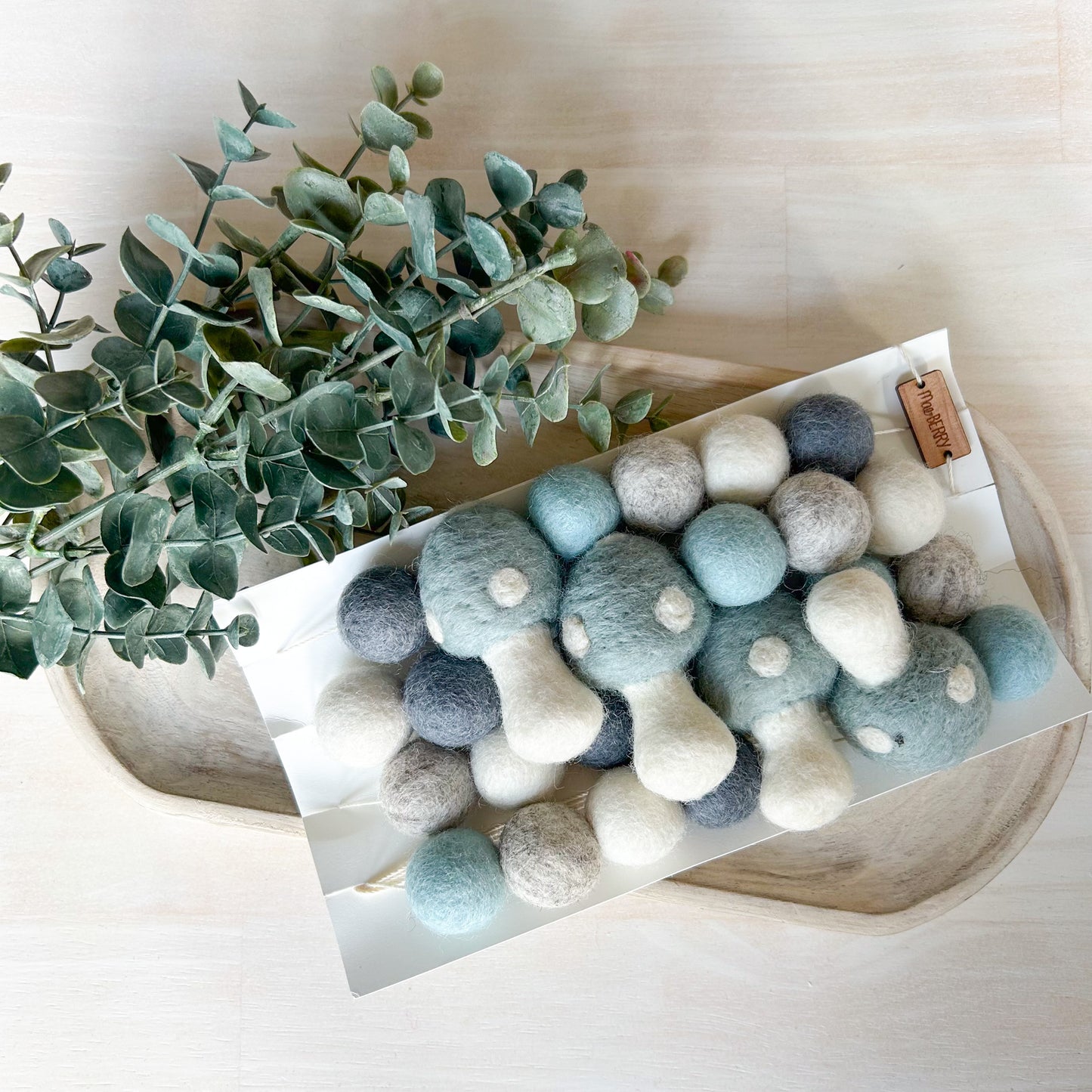 Grey Blue Mushroom - Toadstool - Fall Felt Garland