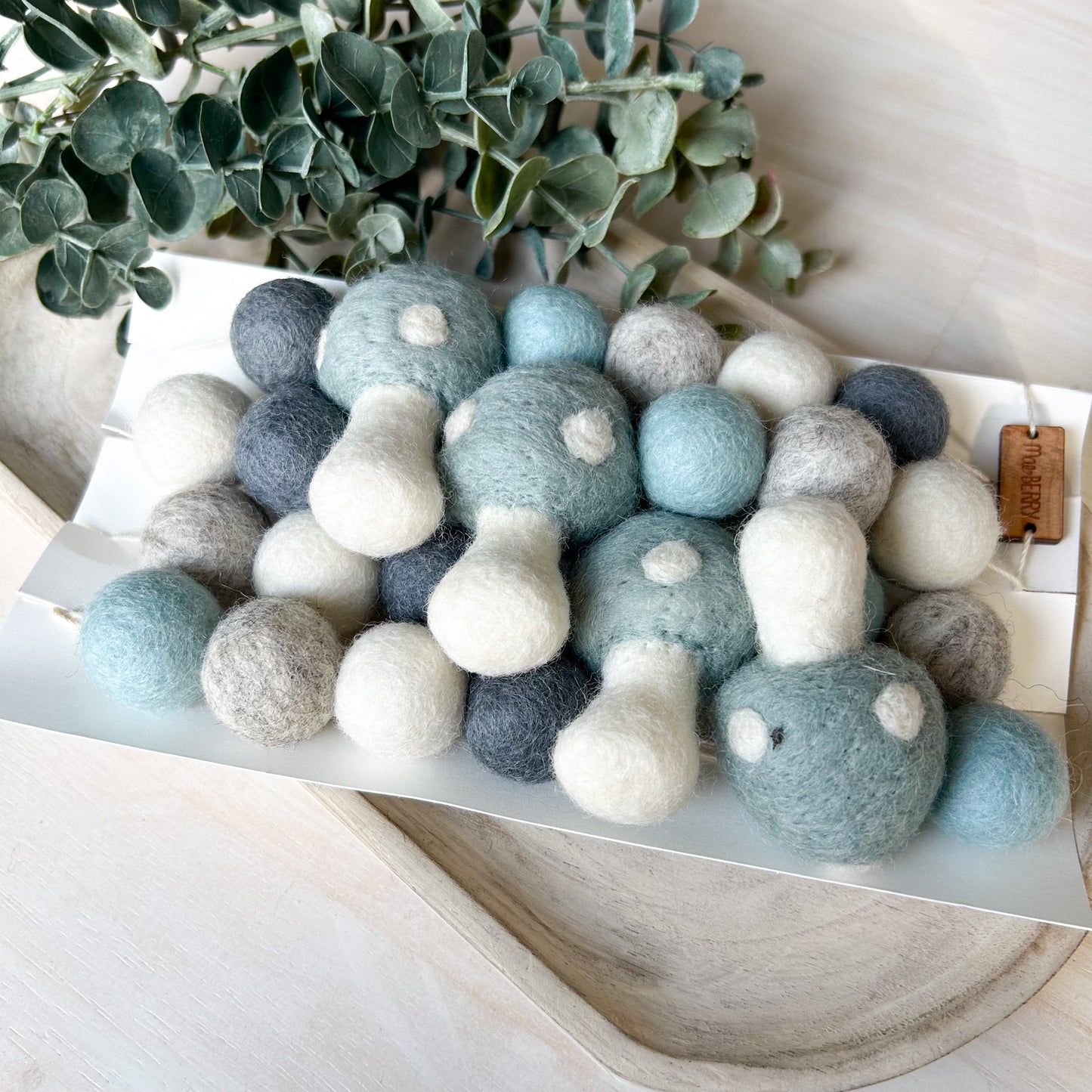 Grey Blue Mushroom - Toadstool - Fall Felt Garland