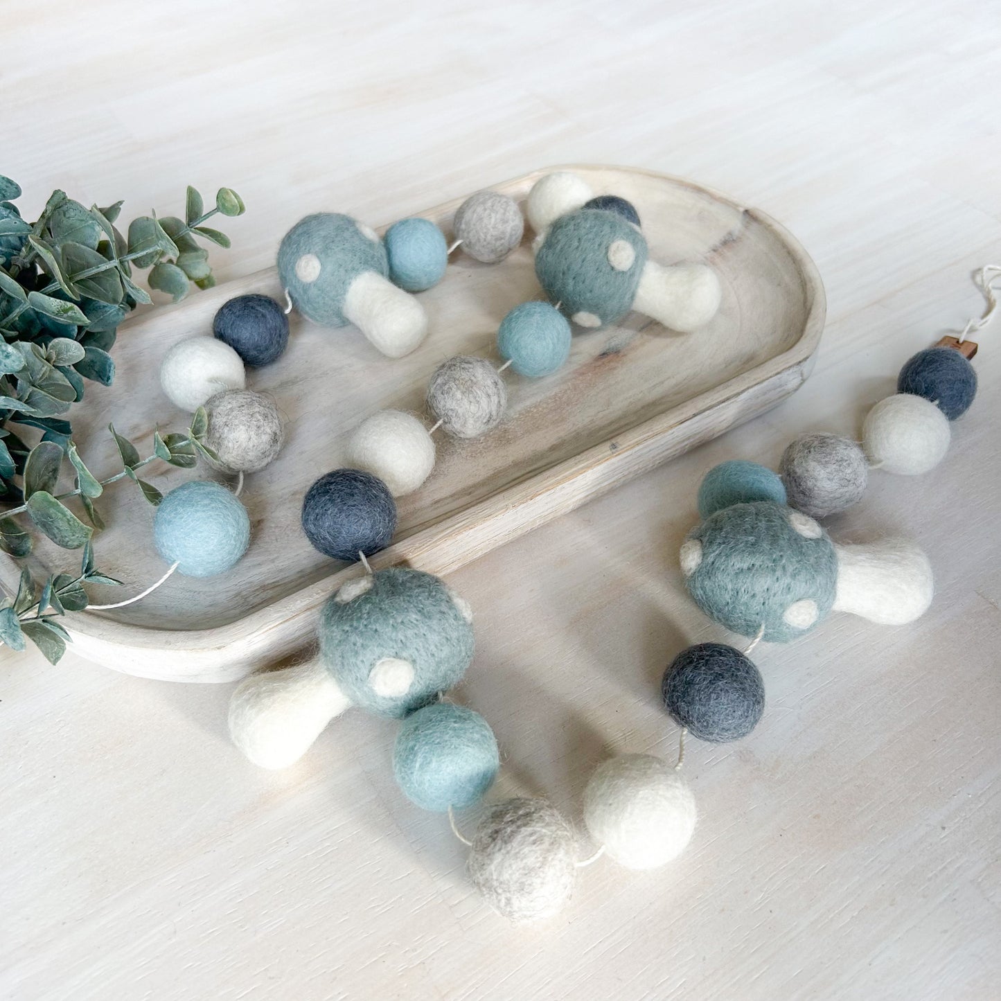 Grey Blue Mushroom - Toadstool - Fall Felt Garland