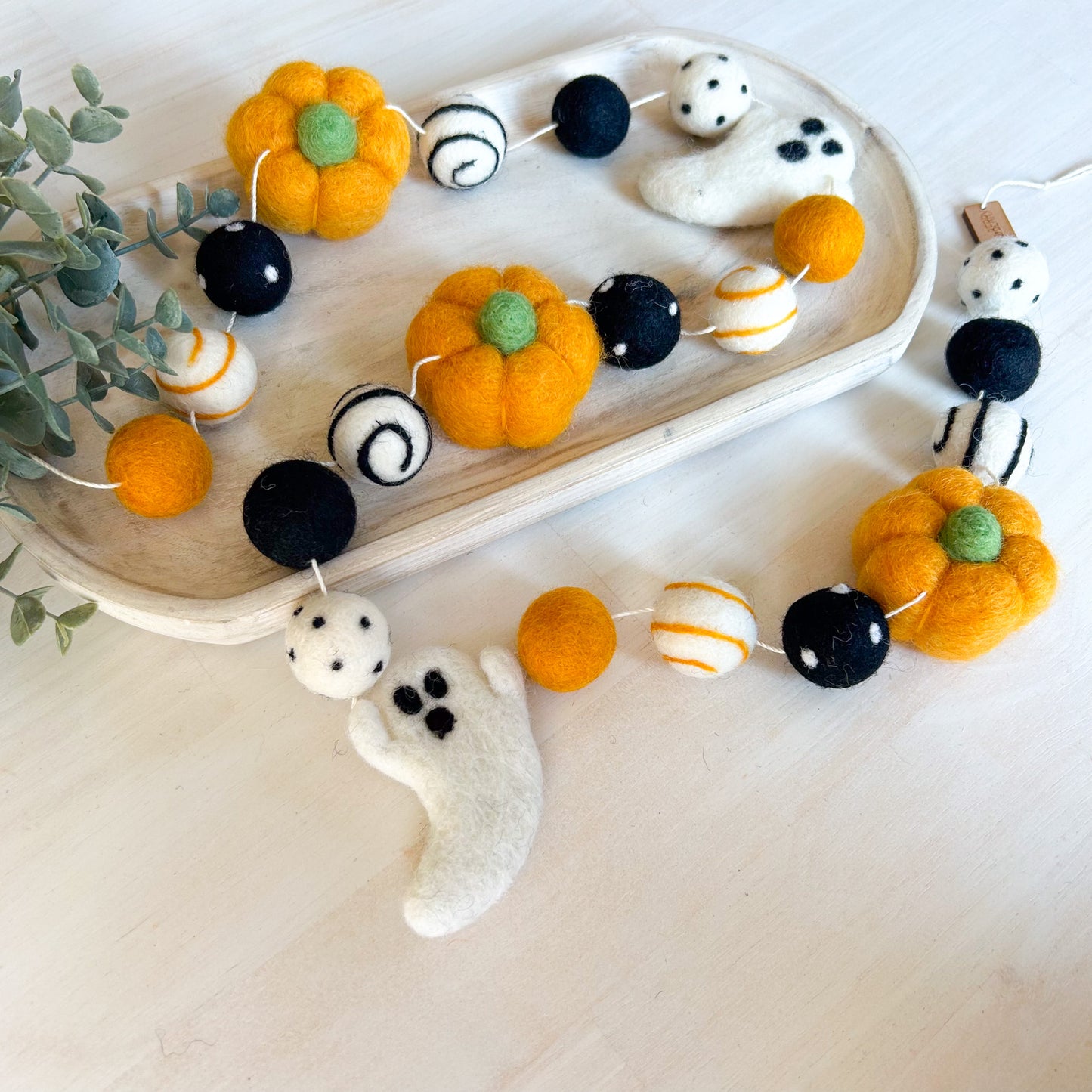 Ghost & Pumpkin Garland - Black & Orange - Halloween Felt Garland