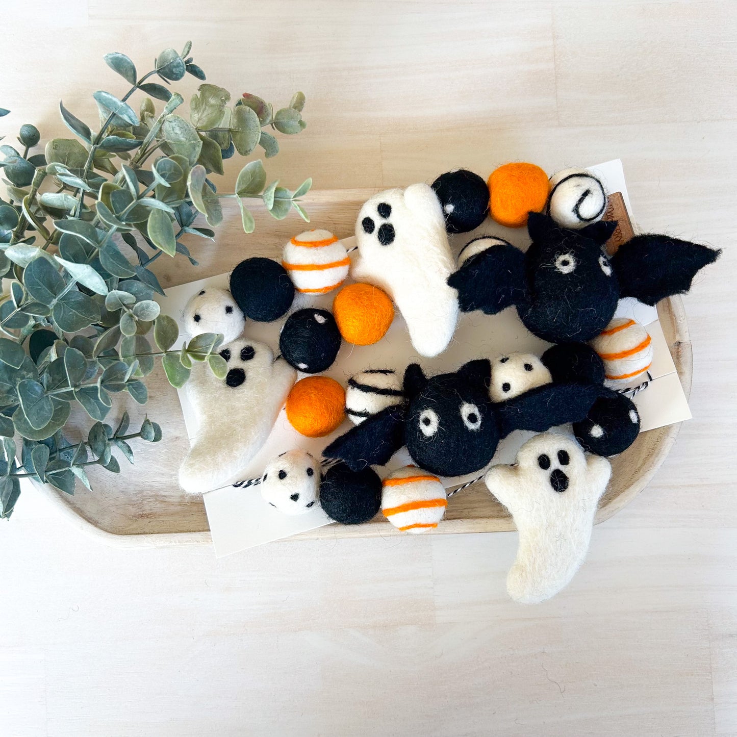 Ghost & Bat - Black & Orange - Halloween Felt Garland