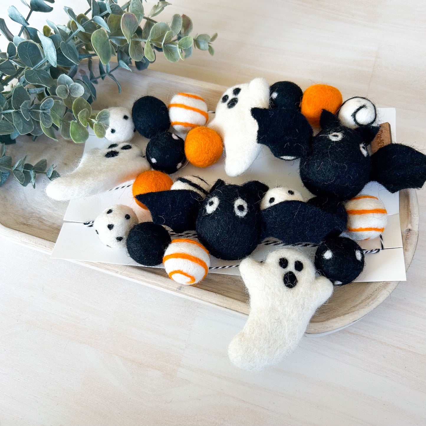 Ghost & Bat - Black & Orange - Halloween Felt Garland