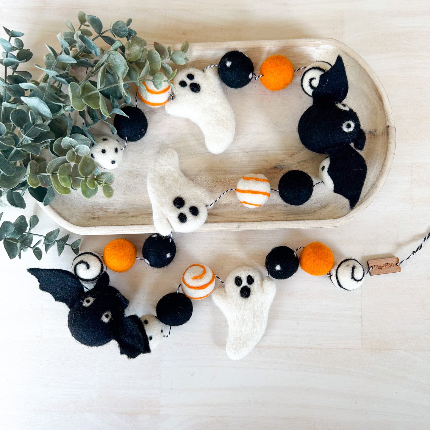 Ghost & Bat - Black & Orange - Halloween Felt Garland