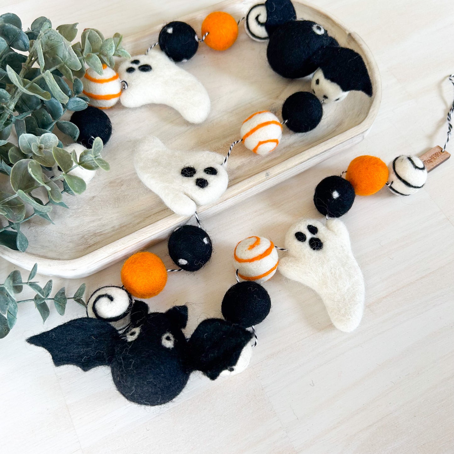 Ghost & Bat - Black & Orange - Halloween Felt Garland