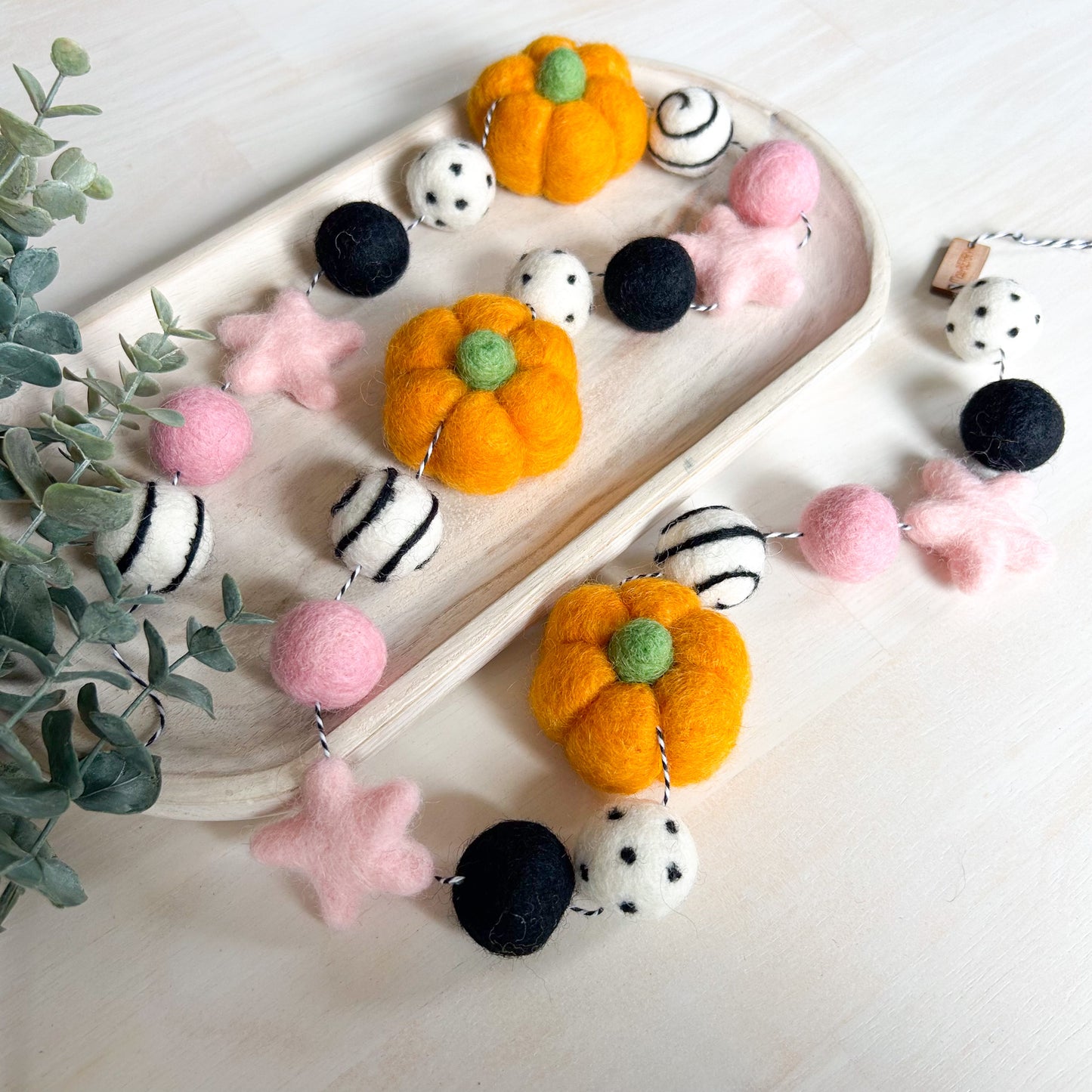 Pink & Orange Pumpkin - Halloween Felt Garland