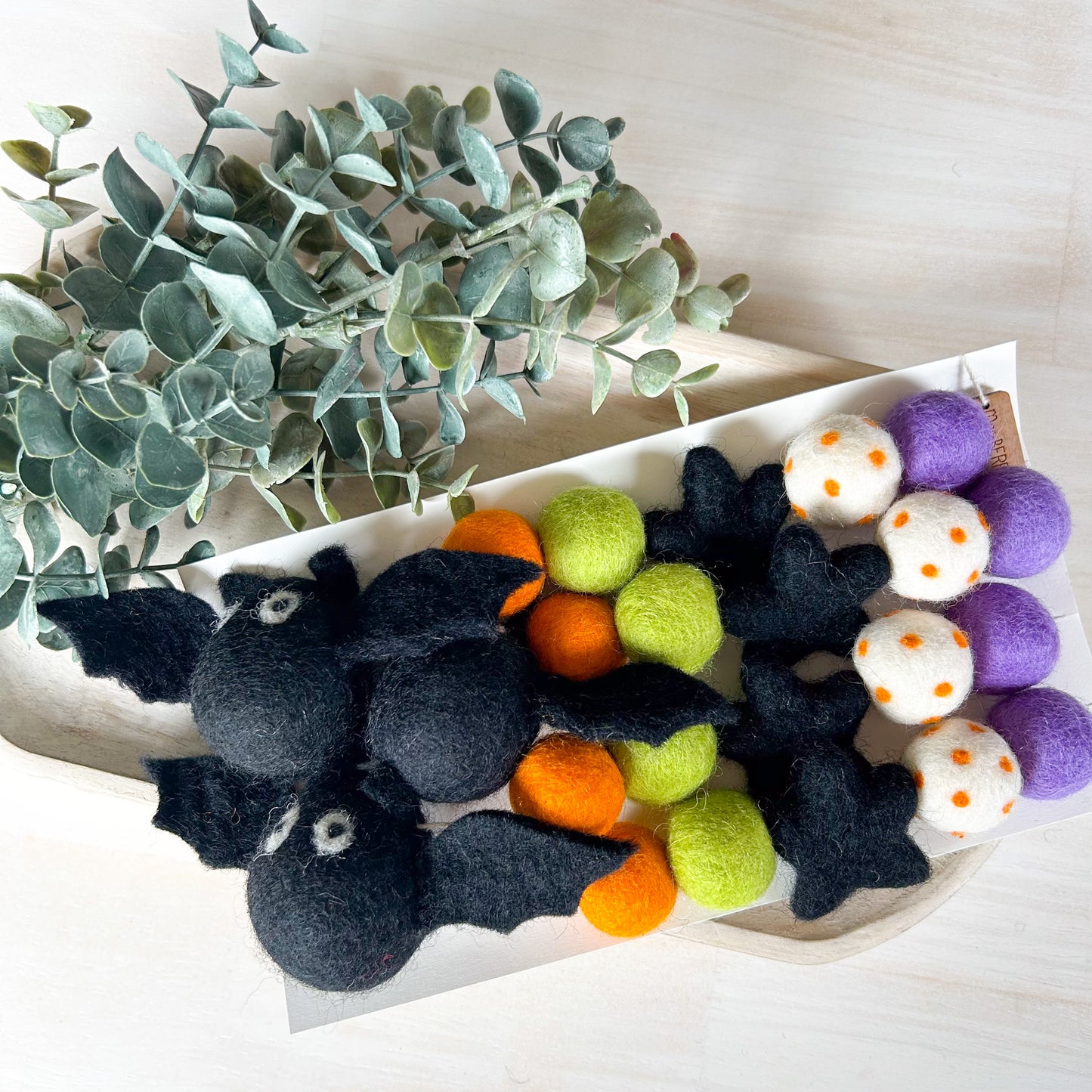 Bat Garland - Green, Orange & Purple - Halloween Felt Garland