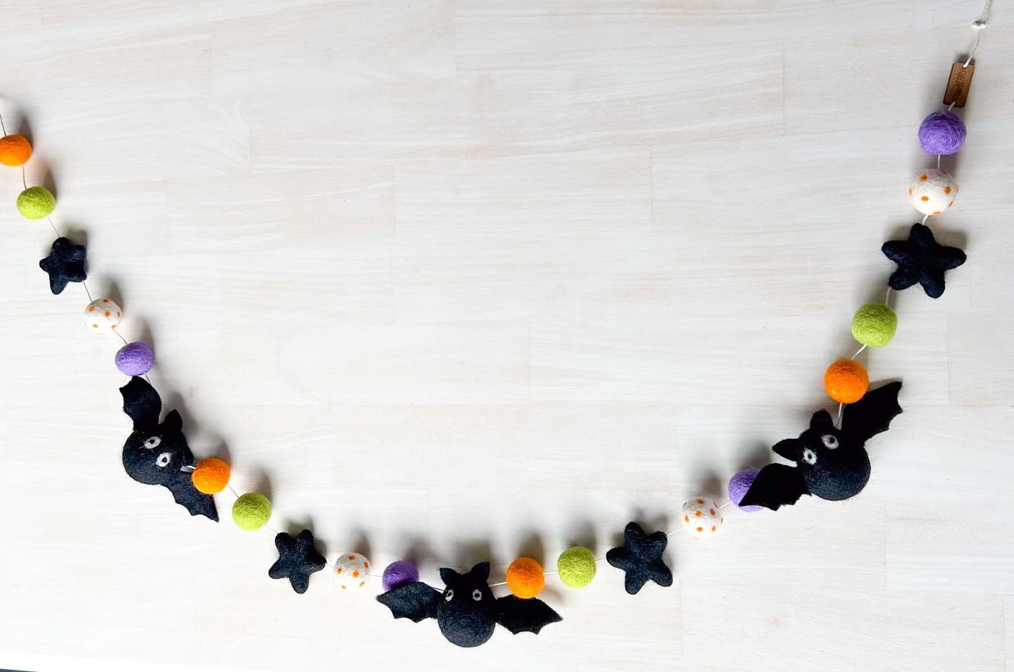 Bat Garland - Green, Orange & Purple - Halloween Felt Garland