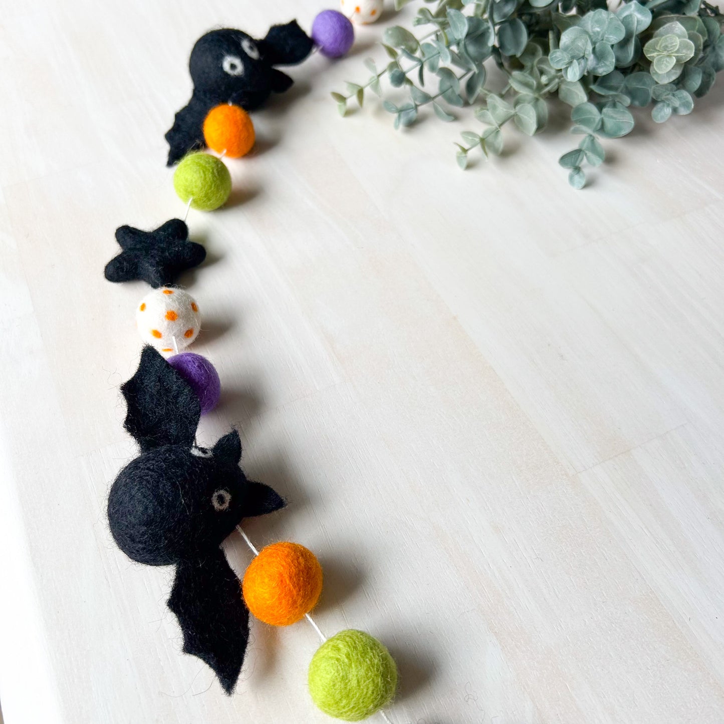 Bat Garland - Green, Orange & Purple - Halloween Felt Garland